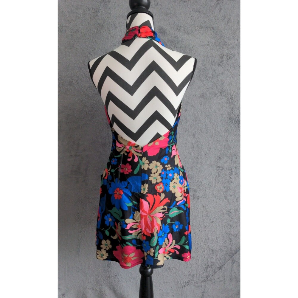 NWT Lulus Beyond Classy Black Floral Satin Halter Mini Dress Sz Small Lined - Picture 3 of 7